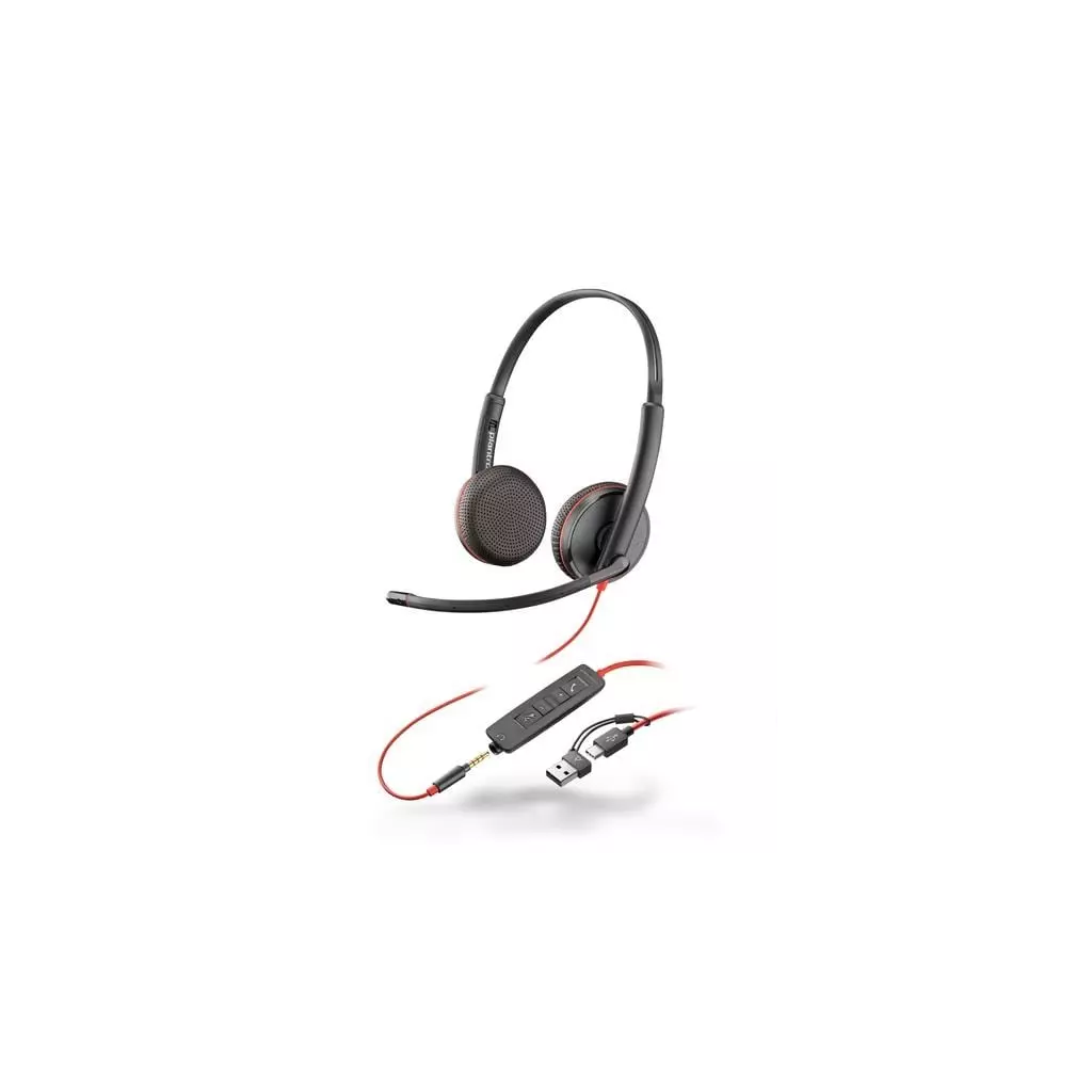 Obrázek produktu Poly náhlavní souprava Blackwire 3225, 3,5 mm jack + USB-C/A adaptér, stereo - černá