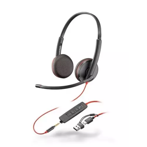 obrázek produktu Poly náhlavní souprava Blackwire 3225, 3,5 mm jack + USB-C/A adaptér, stereo - černá