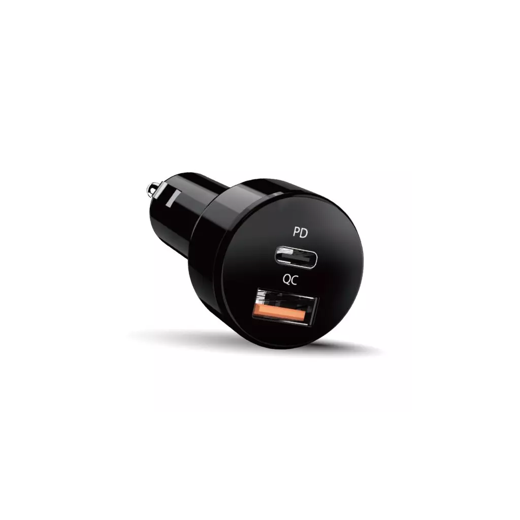 Obrázek produktu Genius rychlo autonabíječka PD-36AC-Car, 36W (2x18W), rychlé nabíjení, USB-C PD3.0, USB-A QC3.0, černá - černá