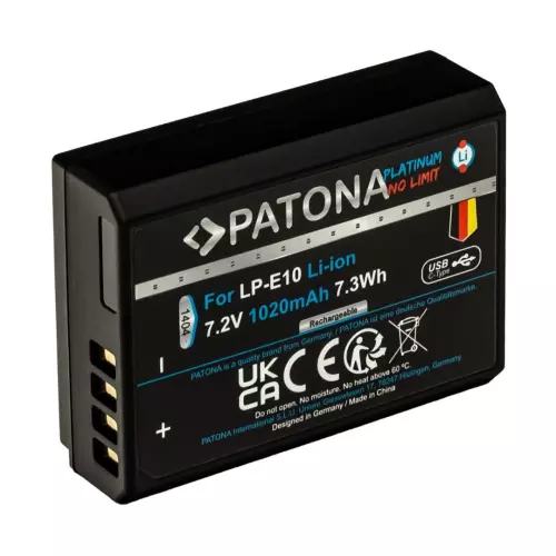 obrázek produktu PATONA baterie pro foto Canon LP-E10 1020mAh Li-Ion Platinum USB-C nabíjení
