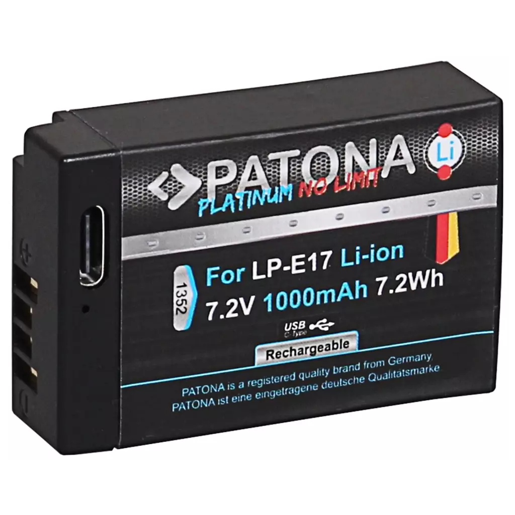 Obrázek produktu PATONA baterie pro foto Canon LP-E17 1000mAh Li-Ion Platinum USB-C nabíjení