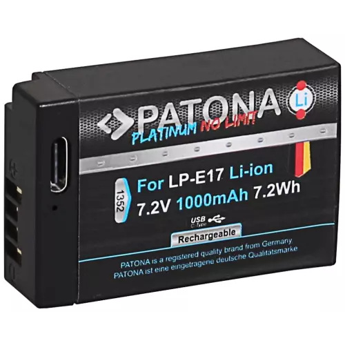 obrázek produktu PATONA baterie pro foto Canon LP-E17 1000mAh Li-Ion Platinum USB-C nabíjení