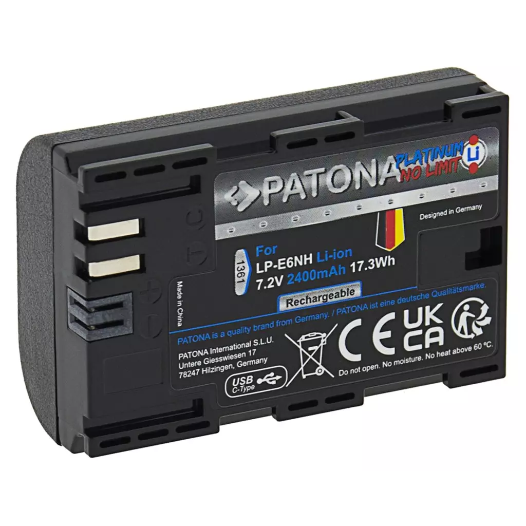 Obrázek produktu PATONA baterie pro foto Canon LP-E6NH 2400mAh Li-Ion Platinum USB-C nabíjení