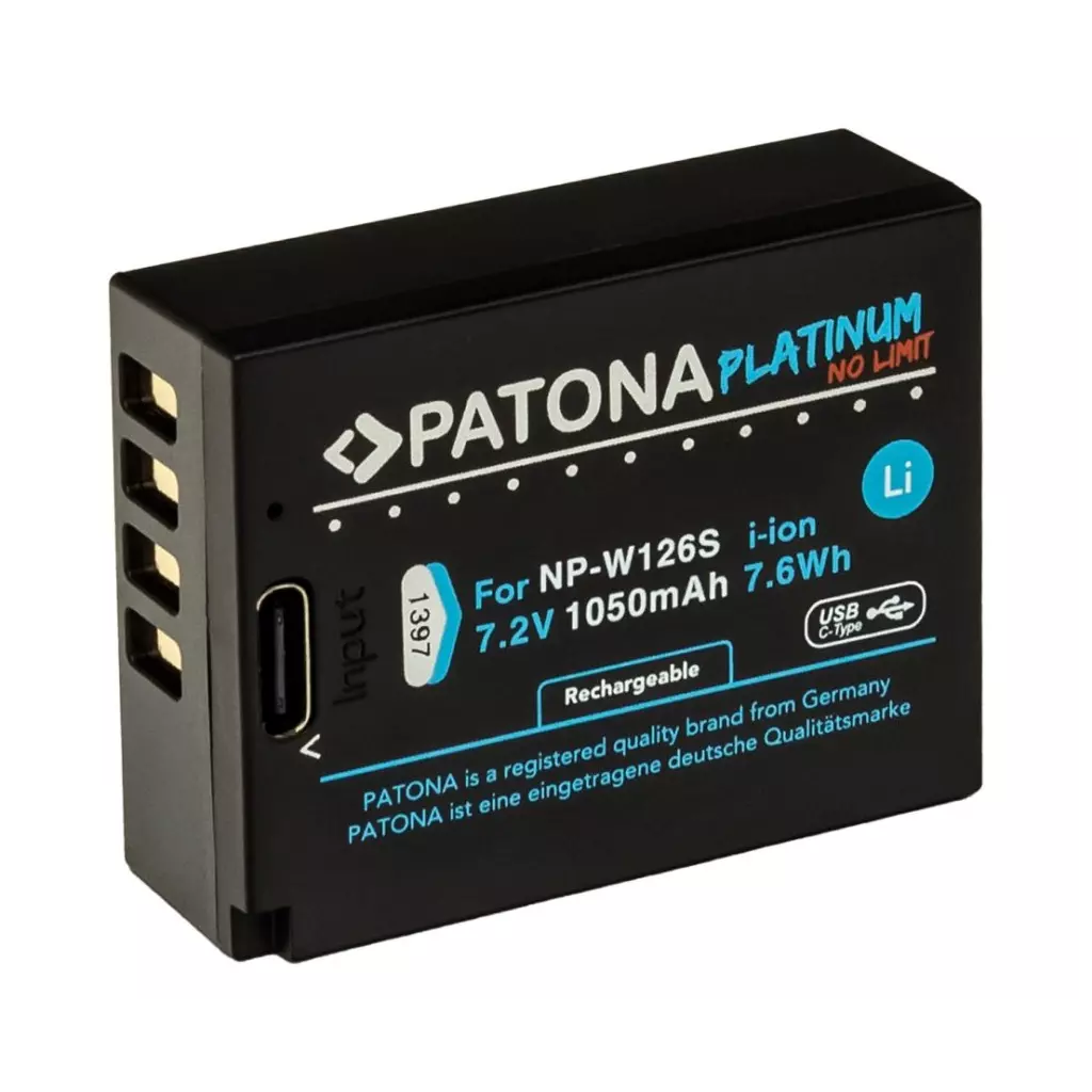 Obrázek produktu PATONA baterie pro foto Fuji NP-W126S 1050mAh Li-Ion Platinum USB-C nabíjení