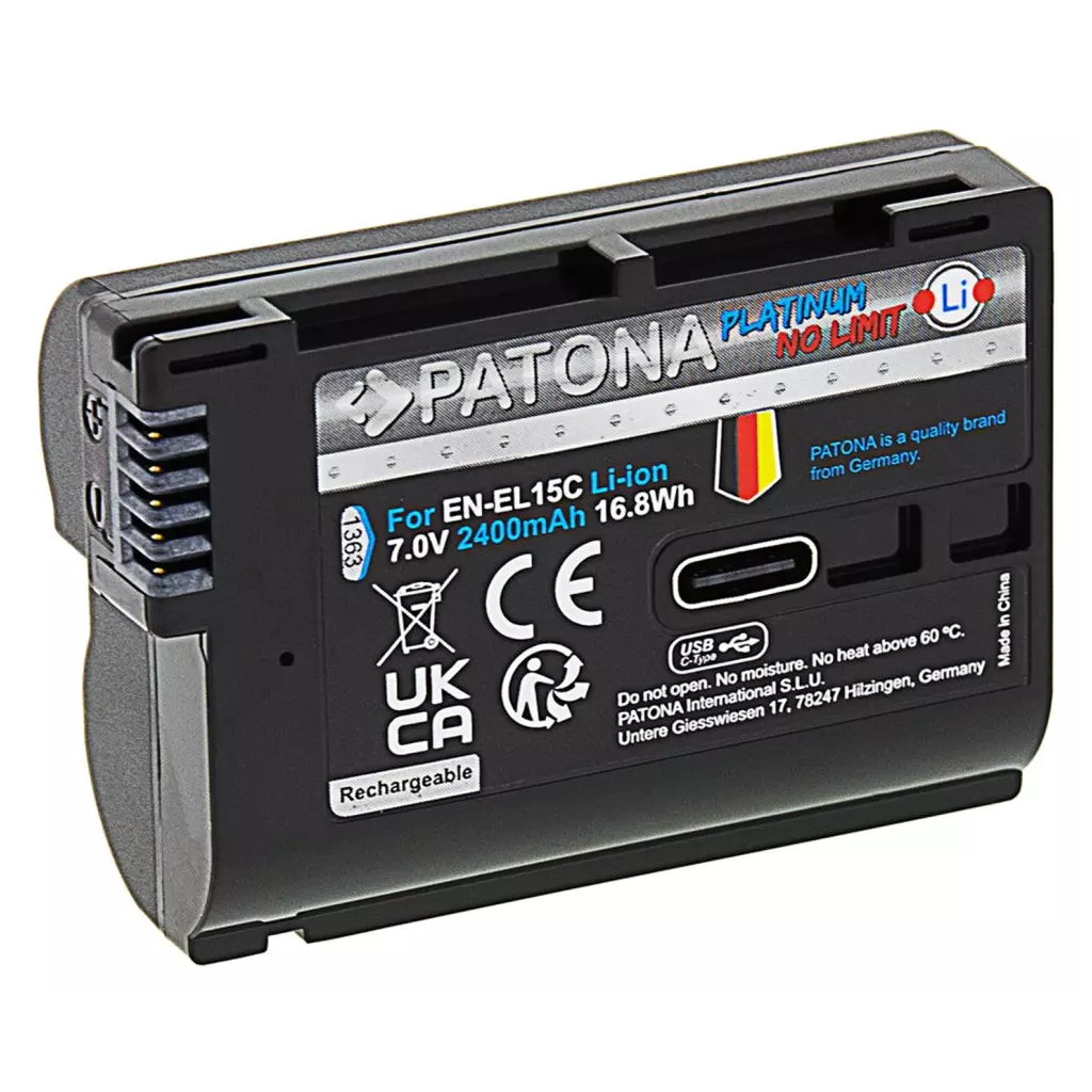 Obrázek produktu PATONA baterie pro foto Nikon EN-EL15C 2400mAh Li-Ion Platinum USB-C nabíjení