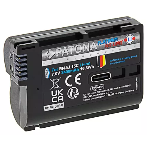 obrázek produktu PATONA baterie pro foto Nikon EN-EL15C 2400mAh Li-Ion Platinum USB-C nabíjení