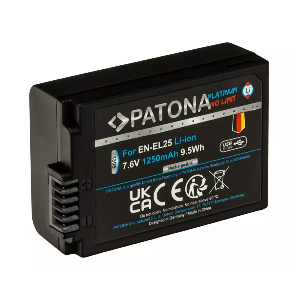 Obrázek produktu PATONA baterie pro foto Nikon EN-EL25 1250mAh Li-Ion Platinum USB-C nabíjení