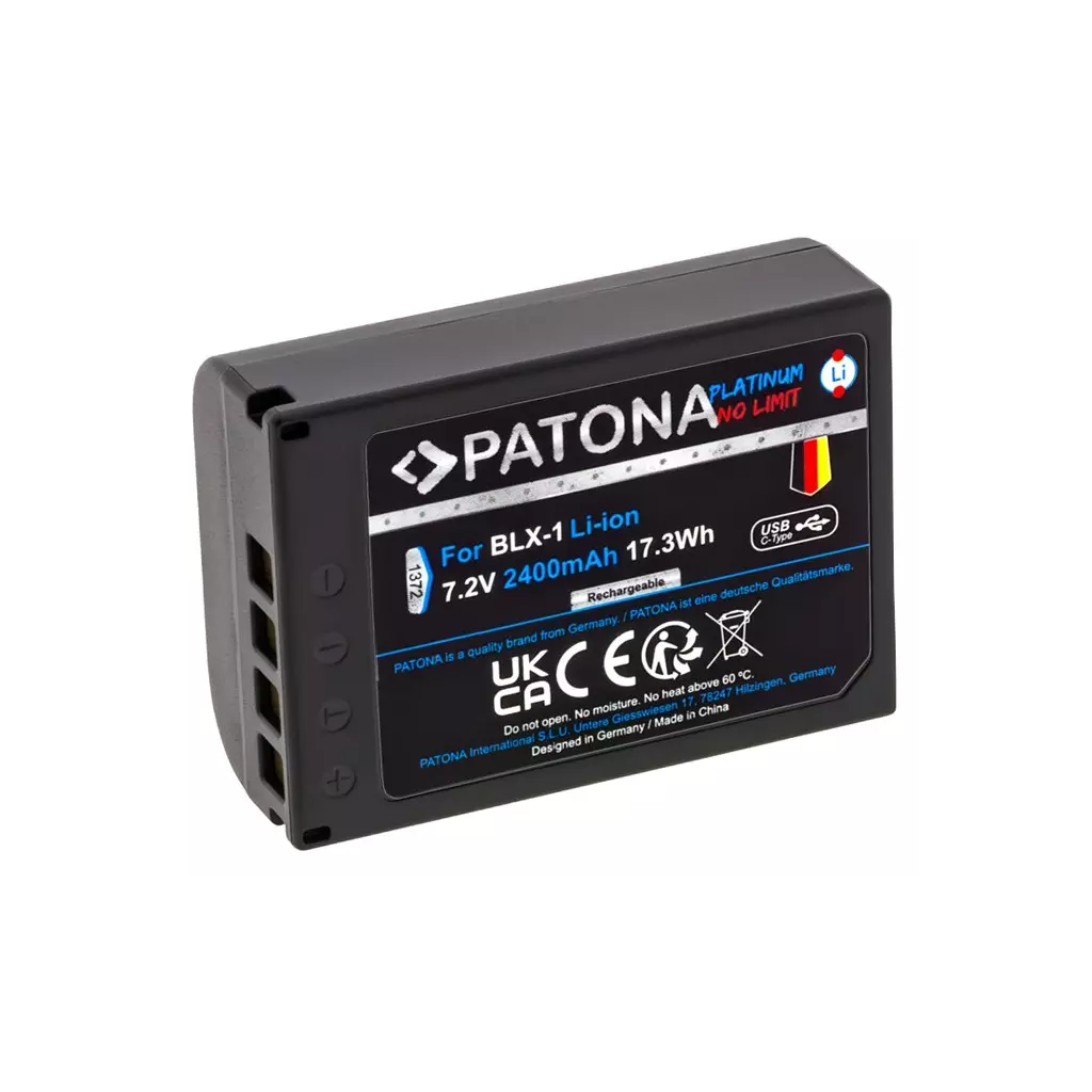 Obrázek produktu PATONA baterie pro foto Olympus BLX-1 2400mAh Li-Ion Platinum USB-C nabíjení