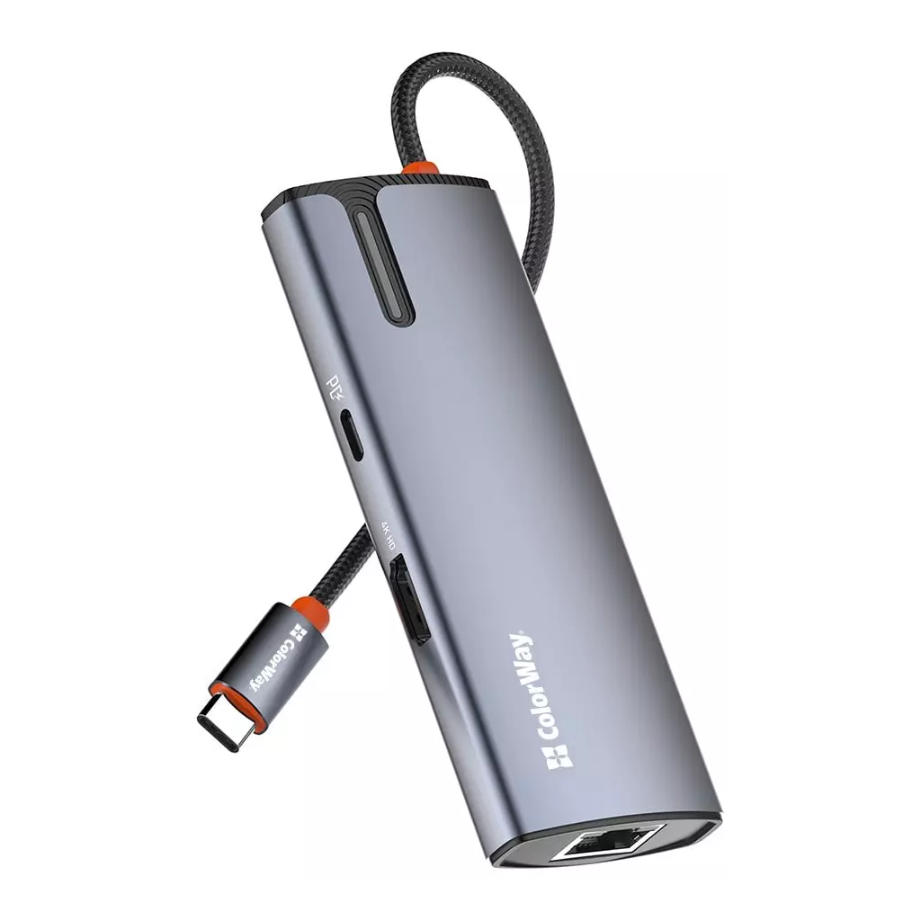 Obrázek produktu ColorWay 6v1 USB hub/ 1x USB-C/ 1x HDMI/ 3x USB-A/ 1x RJ45