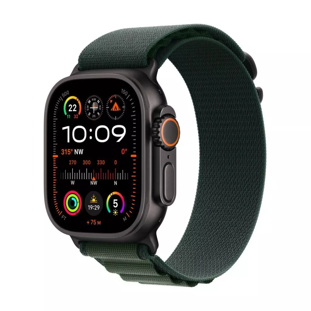 Obrázek produktu Apple Watch Ultra 2 GPS + Cellular 49mm Black Titanium Case with Dark Green Alpine Loop - Large (MX4T3CS/A)