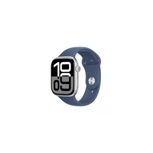 obrázek produktu Apple Watch Series 10 GPS + Cellular 42mm Silver Aluminium Case with Denim Sport Band - S/M (MWX33QC/A)