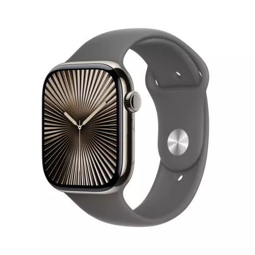obrázek produktu Apple Watch Series 10 GPS + Cellular 46mm Natural Titanium Case with Stone Grey Sport Band - M/L (MWYA3QC/A)
