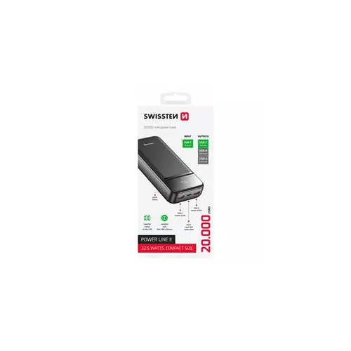 obrázek produktu SWISSTEN POWER BANK 20000 mAh POWER LINE II ČERNÁ