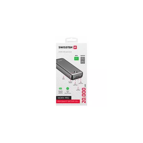 obrázek produktu SWISSTEN POWER BANK 20000 mAh WORX PRO ČERNÁ