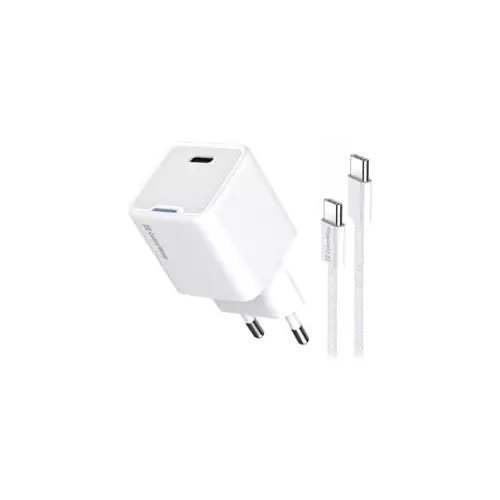 obrázek produktu ColorWay 1x USB-C/ síťová nabíječka/ GaN/ PD/ PPS/ 30W/ Včetně 100cm kabelu/ Bílá
