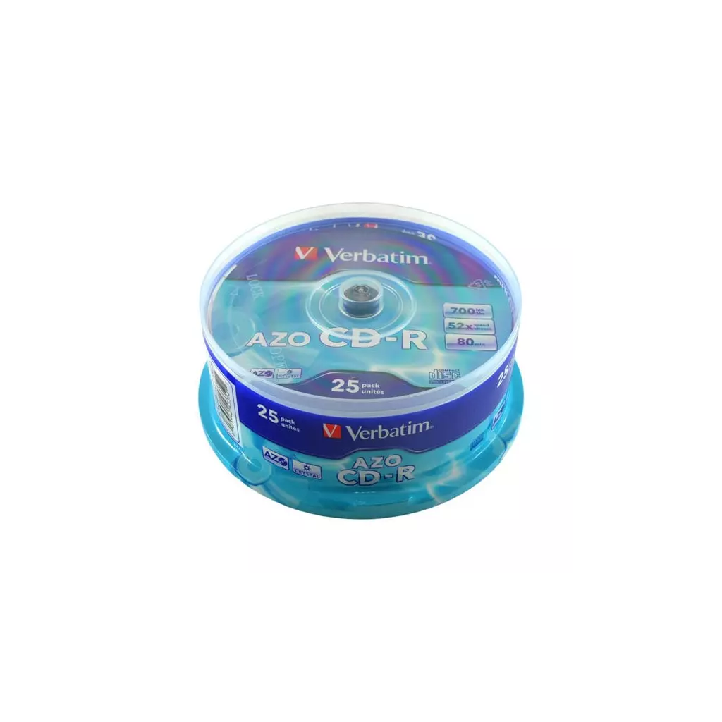 Obrázek produktu Verbatim CD-R AZO Crystal 52x, 700MB, 25 ks (Spindl)