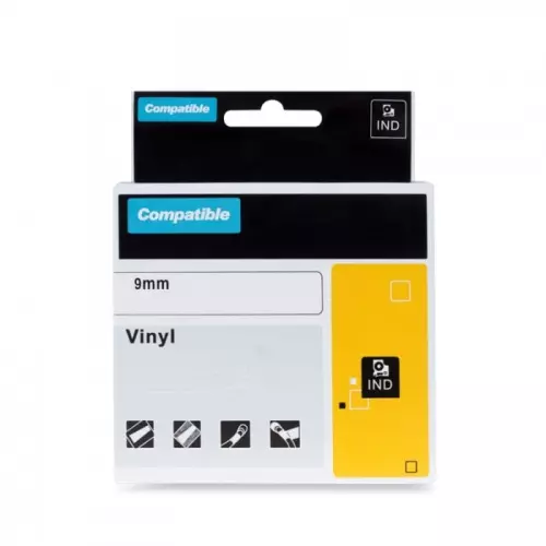obrázek produktu PRINTLINE kompatibilní páska s DYMO, 18432, 12mm, 5.5m,černý tisk/žlutý p., RHINO, vinyl.