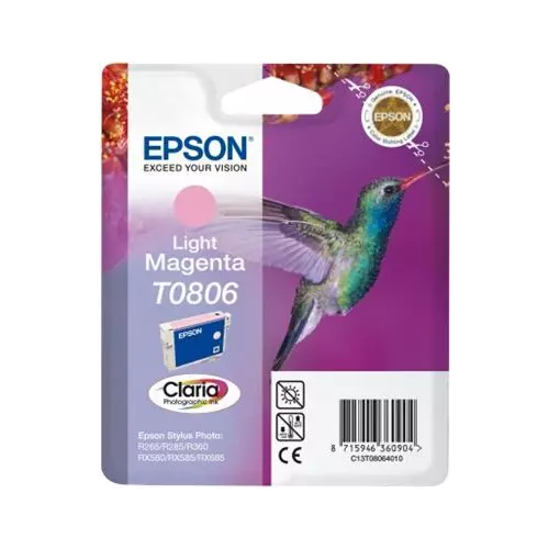 obrázek produktu Epson T0806 Light Magenta CLARIA 7,4ml pro Stylus Photo PX650,PX700W,PX710W,PX800FW,PX810FW,R265,R285,R360,RX585,RX68 - originální