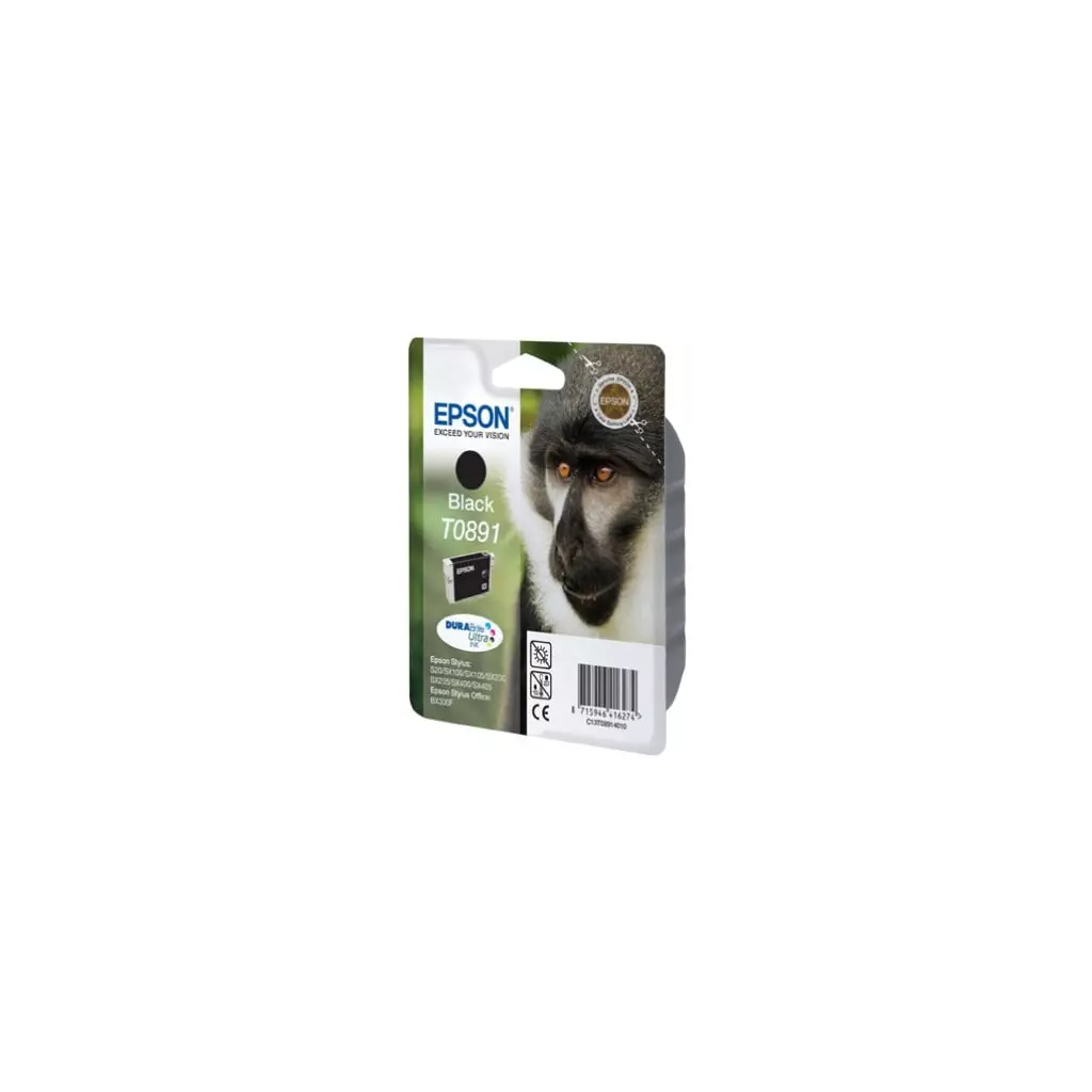 Obrázek produktu Epson T0891 Black 5,8ml pro Stylus S20/SX100/SX200/SX400 - originální - černá/black