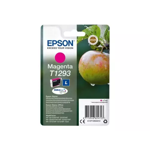 obrázek produktu Epson T1293 Magenta 7ml pro Stylus SX420W/SX425W/SX525WD/SX620FW, Stylus Office BX305F/BX320FW/BX525WD/BX625FWD - originální - purpurová/