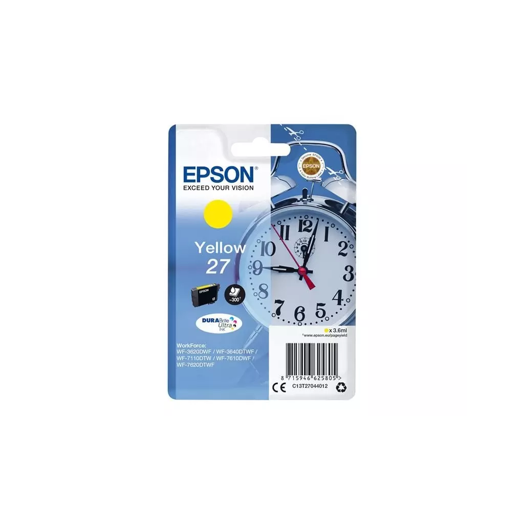 Obrázek produktu Epson Singlepack 27 DURABrite Ultra Ink - žlutá (C13T27044012) - originální - žlutá/yellow