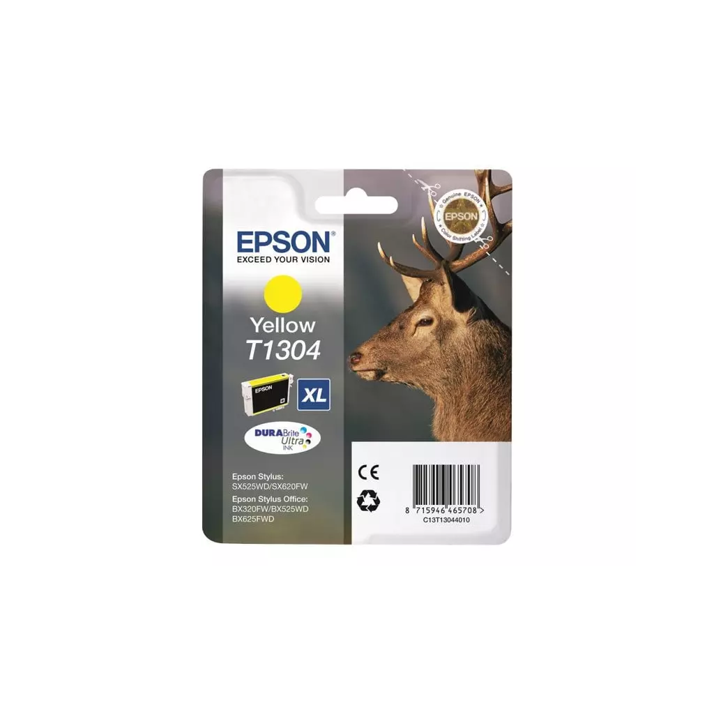 Obrázek produktu Epson T1304 Yellow 10,1ml pro Stylus SX525WD/SX620FW, Stylus Office BX320FW/BX525WD/BX625FWD - originální - žlutá/yellow