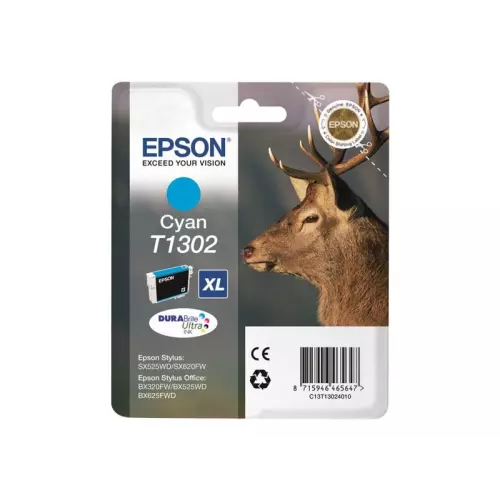 obrázek produktu Epson T1302 Cyan 10,1ml pro Stylus SX525WD/SX620FW, Stylus Office BX320FW/BX525WD/BX625FWD - originální - azurová/cyan