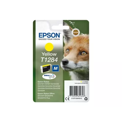 obrázek produktu Epson T1284 Yellow 3,5ml pro Stylus S22/SX125/SX130/420W/425W, Stylus Office BX305F - originální - žlutá/yellow