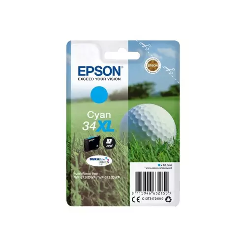 obrázek produktu Epson Singlepack 34XL DURABrite Ultra Ink T3472 azurová - originální - azurová/cyan