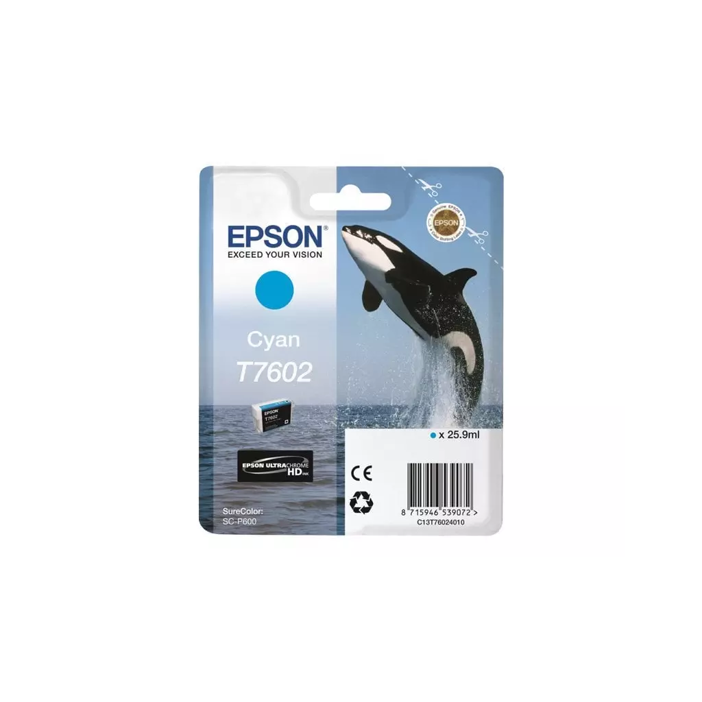 Obrázek produktu Epson T7602 Cyan, azurová - originální - azurová/cyan