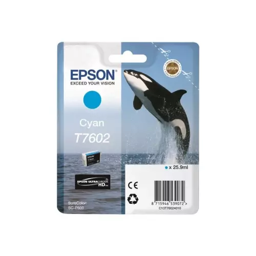 obrázek produktu Epson T7602 Cyan, azurová - originální - azurová/cyan