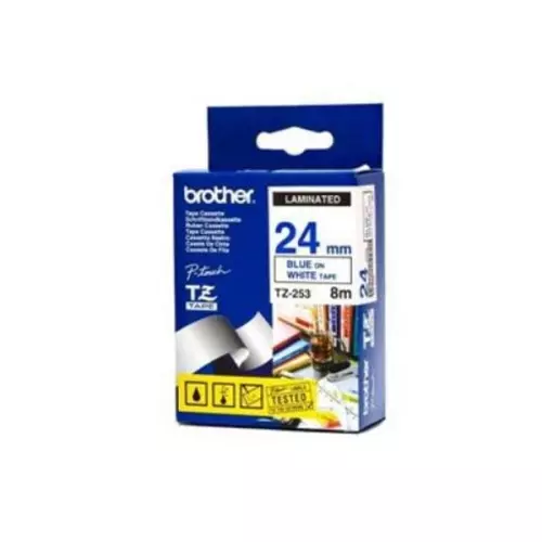 obrázek produktu Brother TZ-253, bílá / modrá (24mm, laminovaná)
