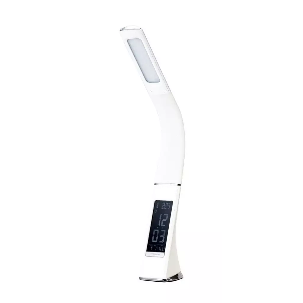 Obrázek produktu Stolní lampa IMMAX Leather White s displejem, bílá