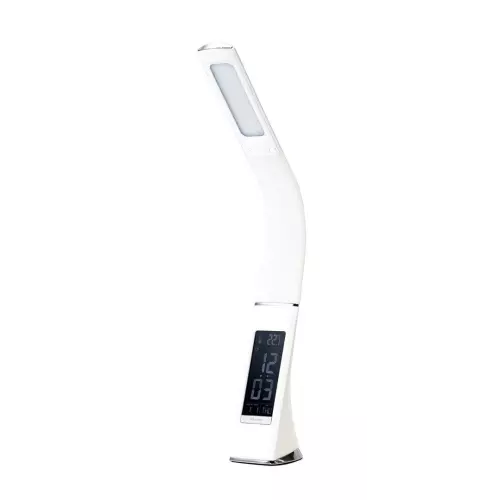 obrázek produktu Stolní lampa IMMAX Leather White s displejem, bílá