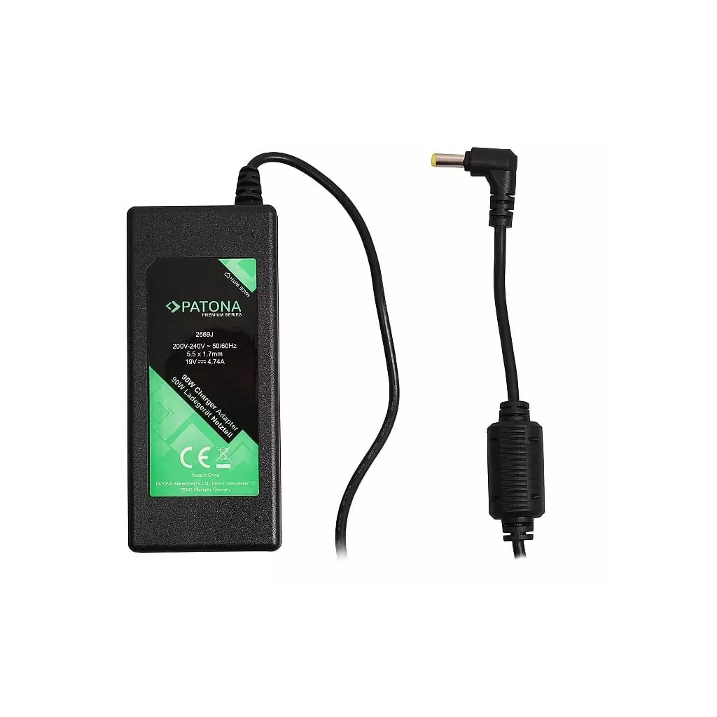 Obrázek produktu Patona PT2569 Premium, notebookový adaptér, Acer, 5.5 x 1.7mm, 19V/4.74A, 90W - černá
