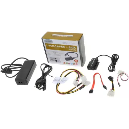 obrázek produktu PremiumCord USB 2.0 - IDE + SATA adapter s kabelem a přídavným zdrojem