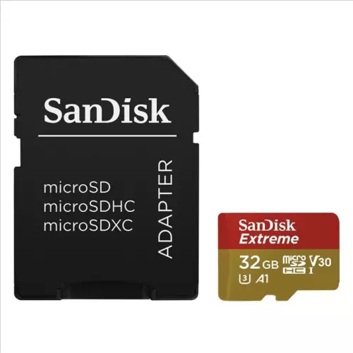 obrázek produktu SanDisk microSDHC Extreme 32GB 100MB/s A1 Class10 UHS-I V30 + Adapter (SDSQXAF-032G-GN6MA)