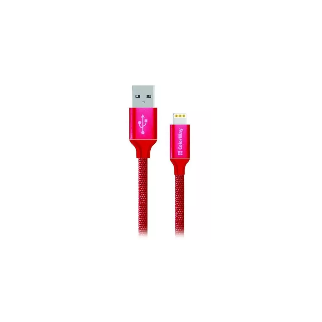 Obrázek produktu ColorWay USB 2.0 - Lightning kabel 1m 2.1A, červená