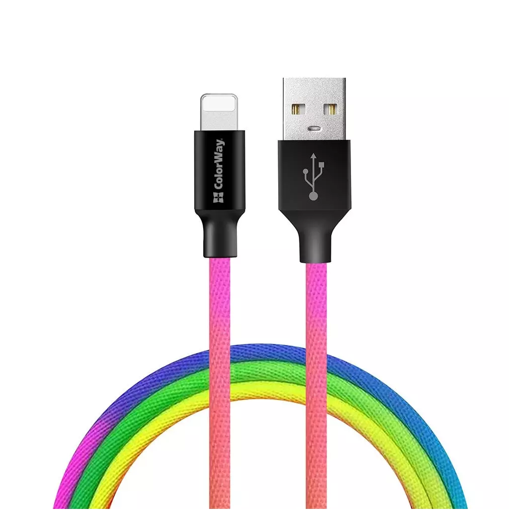 Obrázek produktu ColorWay USB 2.0 - Lightning kabel 1m 2.4A, vícebarevný