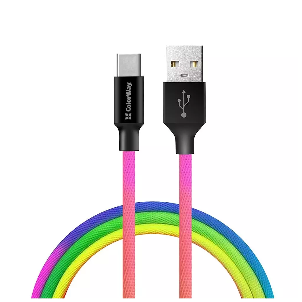 Obrázek produktu ColorWay USB-C kabel 1m 2.4A, vícebarevný