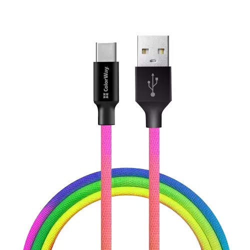 obrázek produktu ColorWay USB-C kabel 1m 2.4A, vícebarevný