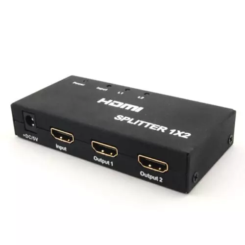 obrázek produktu PremiumCord HDMI splitter 1-2 porty kovový s napájením, 4K, FULL HD, 3D - černá