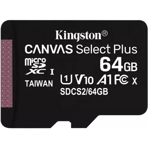 obrázek produktu KINGSTON microSDXC 64GB Canvas Select Plus A1 C10 Card (rychlost až 100 MB/s) bez adaptéru