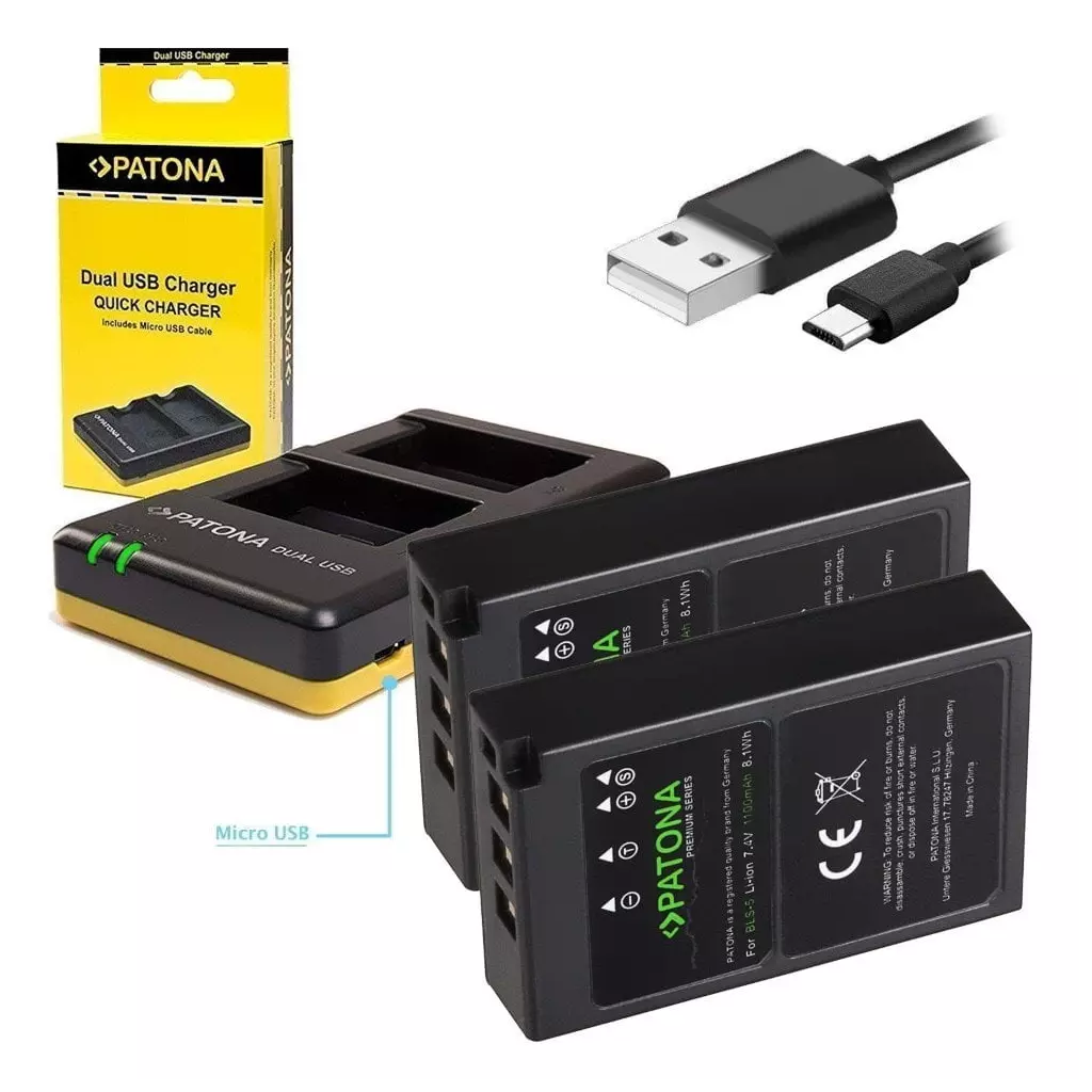 Obrázek produktu PATONA nabíječka Foto Dual Quick Olympus BLS5 + 2x baterie 1100mAh USB