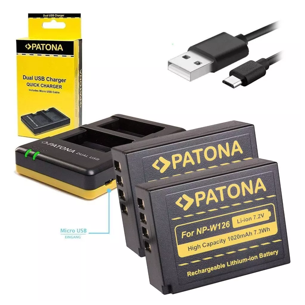 Obrázek produktu PATONA nabíječka Foto Dual Quick Fuji NP-W126 + 2x baterie 1020mAh USB