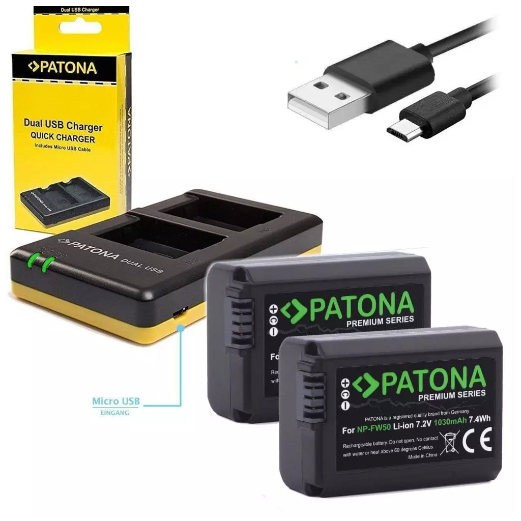 Obrázek produktu PATONA nabíječka Foto Dual Quick Sony NP-FW50 + 2x baterie 1030mAh USB