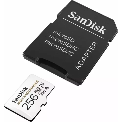 obrázek produktu SanDisk High Endurance microSDXC 256GB 100MB/s UHS-I U3 Class 10+ Adaptér