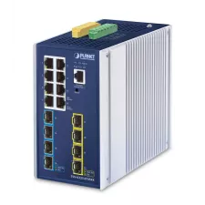 obrázek produktu Planet TSN-6325-8T4S4X IP30 DIN-rail Industrial L3 8-Port 10/100/1000T + 4-port 1G/2.5G SFP + 4-Port 10G SFP+ Managed TSN Switch