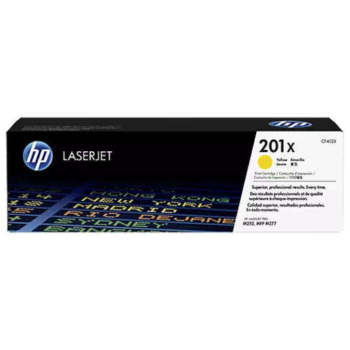 obrázek produktu HP CF402X originální toner žlutý č.201X velký cca 2300 str. (HP CLJ M252, M277, M274, yellow, ColorSphere 3 Jetintelligence )