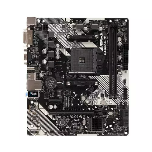 obrázek produktu ASROCK B450M-HDV R4.0 (AM4, amd B450, 2xDDR4 3200, 4xSATA3, 7.1, USB3.1, VGA+DVI +HDMI, mATX)